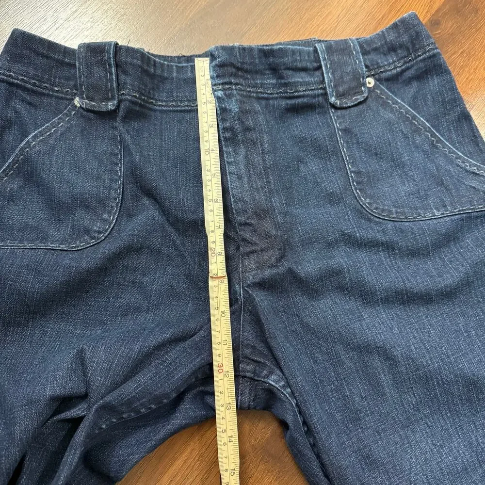 St John Sport Denim Capri Pants Thick Stitch Boho Casual Y2K Sz 16 Vacation